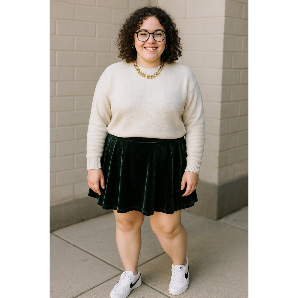Torrid 3X 22-24 Green Velvet Skater Mini Skirt Soft Fairycore Party School NWT